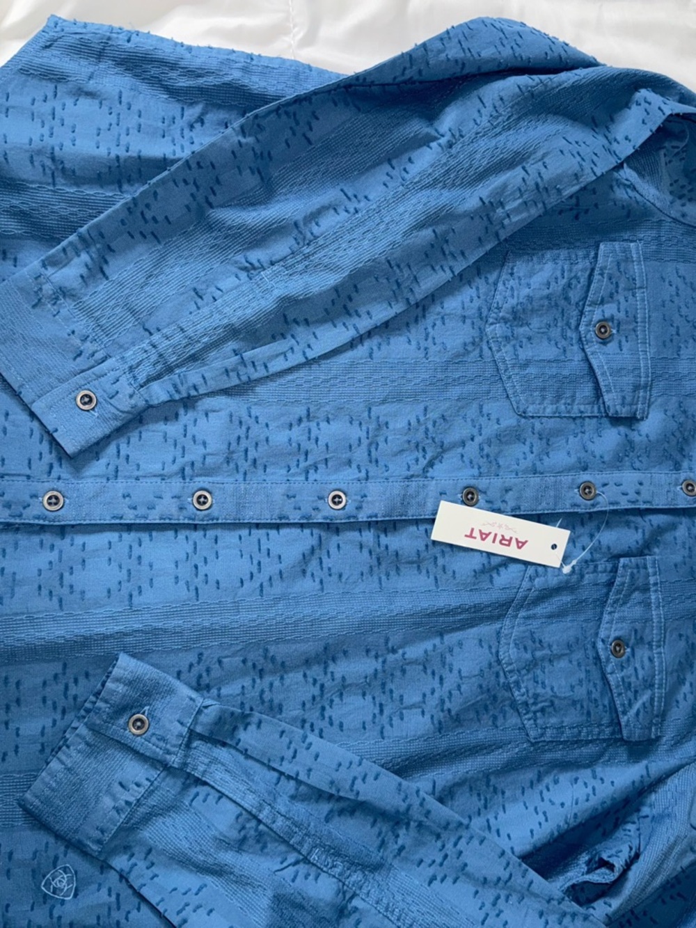 Ariat NWT Women's Sharing Copen Blue Long Sleeve Button Down Shirt 10043657 - Picture 6 of 8